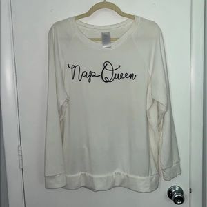 White “Nap Queen” shirt